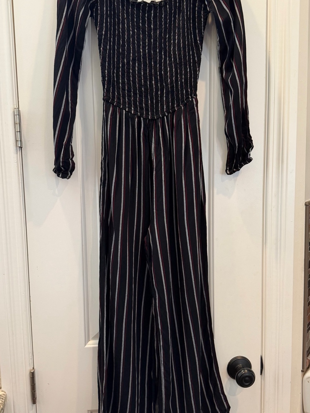 Hollister Striped Black Long-Sleeve Jumpsuit
